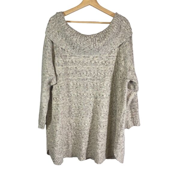 CJ Banks SIZE 2X Gray Neutral Sweater Cowl Neck Cozy Warm PLUS SIZE Muted Colors - Picture 1 of 12